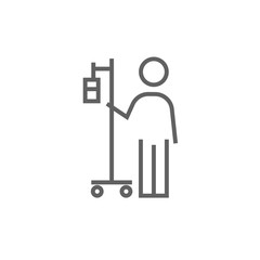 Patient standing with intravenous dropper line icon.