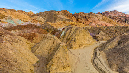 A part of one way scenic drive. The colors are created by different minerals. Artist's Drive, Death Valley National Park
