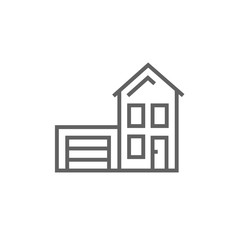 House with garage line icon.