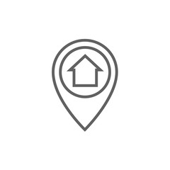Pointer with house inside line icon.