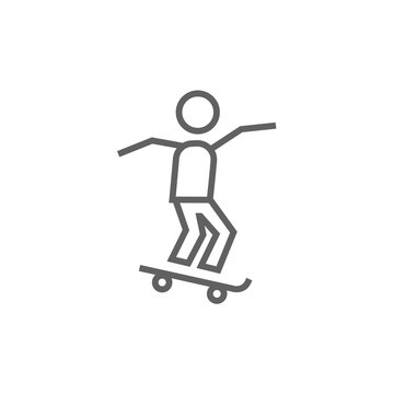 Man riding on skateboard  line icon.