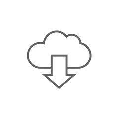 Cloud with arrow down line icon.