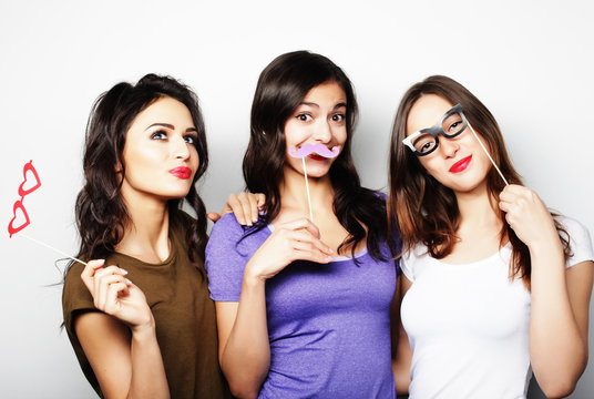 Stylish sexy hipster girls best friends ready for party.