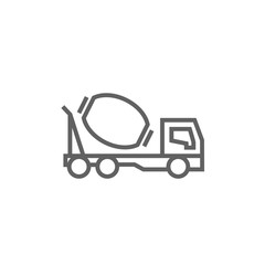 Concrete mixer truck line icon.