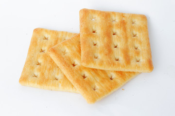 Cream cracker on isolated white background