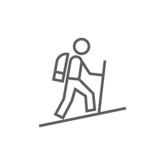 Tourist backpacker line icon.