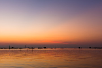 Sunset view with orange sky