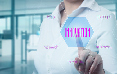 Innovation concept presented by a consultant in management on webinar screen