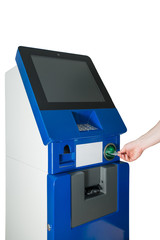 inserting the card in the self-service terminal
