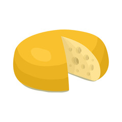 Cheese wheel icon, cartoon style