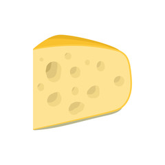 Triangular piece of cheese icon, cartoon style