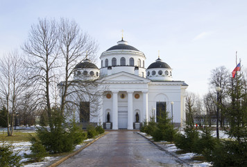 Fototapeta na wymiar Sophia (Ascension) Cathedral march afternoon. Tsarskoye Selo