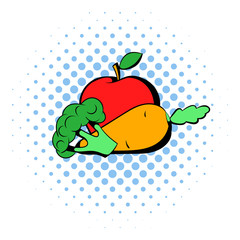 Carrot , broccoli and apple icon, comics style