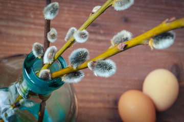 Easter eggs and willow branches