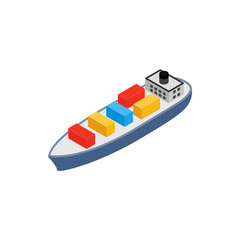 Cargo ship icon, isometric 3d style