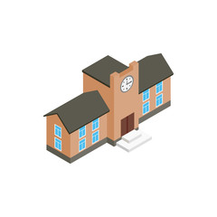 School building icon, isometric 3d style