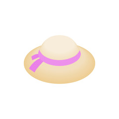 Straw hat with pink ribbon icon