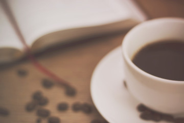 Coffee cup against a rustic background