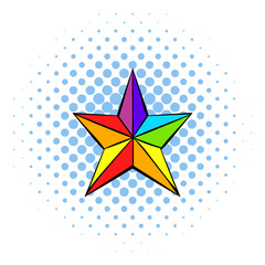 Rainbow star icon, comics style 