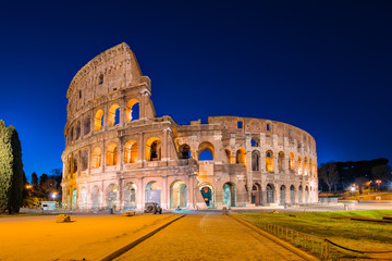 Fototapeta na wymiar Colosseum in a summer night in Rome, Italy