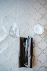 table setting in the restaurant