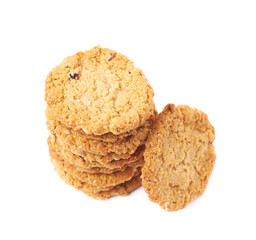 Pile stack of oatmeal cookies isolated
