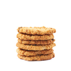 Pile stack of oatmeal cookies isolated