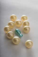 Gel capsules on the white background