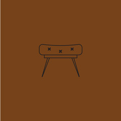 Vector illustration of armchair in flat outline icons set