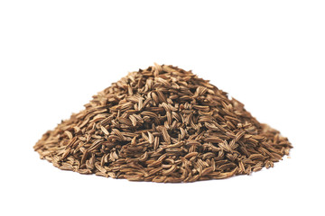 Pile of cumin seeds isolated