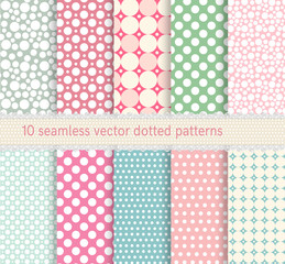 polka dot vector seamless pattern. vintage dotted shabby chick backgrounds collection. © Sunnycatty