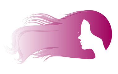 Woman sketch with long hair silhouette