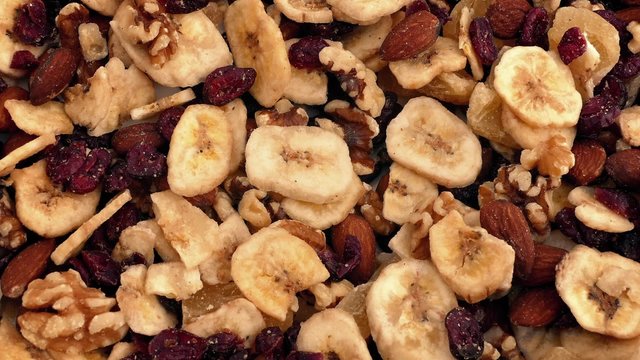 Fruit And Nut Mix Rotating Closeup