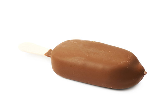 Vanilla ice cream bar on a stick