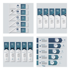 Collection of 4 blue color template/graphic or website layout. Vector Background. For your idea and presentation.