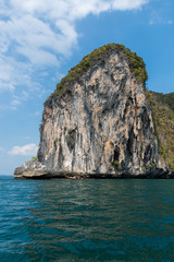 Mountain island on the sea blue sky