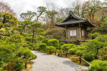 Fototapeta na wymiar Kyoto Japan Zen Garden with Shinto Shrine