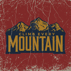 Plakaty  mountain quote on red grunge background