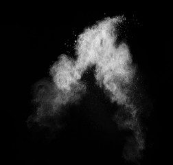 White powder on black background