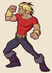 Cartoon illustration of a muscular man