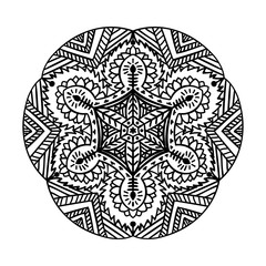 Ethnic decorative hand drawn elements isolated on white background. Islam, Arabic, Indian, Ottoman motifs. Tribal mandala. Vector