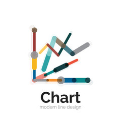 Thin line chart logo design. Graph icon modern colorful flat style