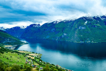 Fototapeta na wymiar Beautiful Nature Norway Stegastein Lookout.
