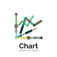 Thin line chart logo design. Graph icon modern colorful flat style