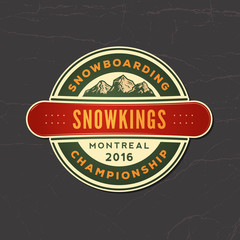 snowboarding emblem on grunge background