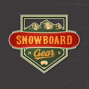 snowboarding emblem on grunge background