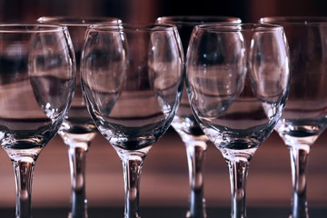 Empty wineglasses closeup