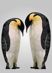 Naklejka premium Penguins birds standing, waiting and looking vector