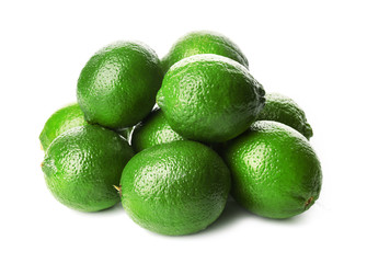 Heap of limes, isolated on white
