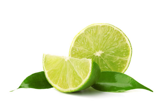 Slices of lime, isolated on white